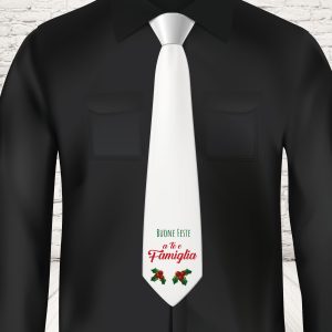 CRAVATTA NATALE ''BUONE FESTE A TE E FAMIGLIA''