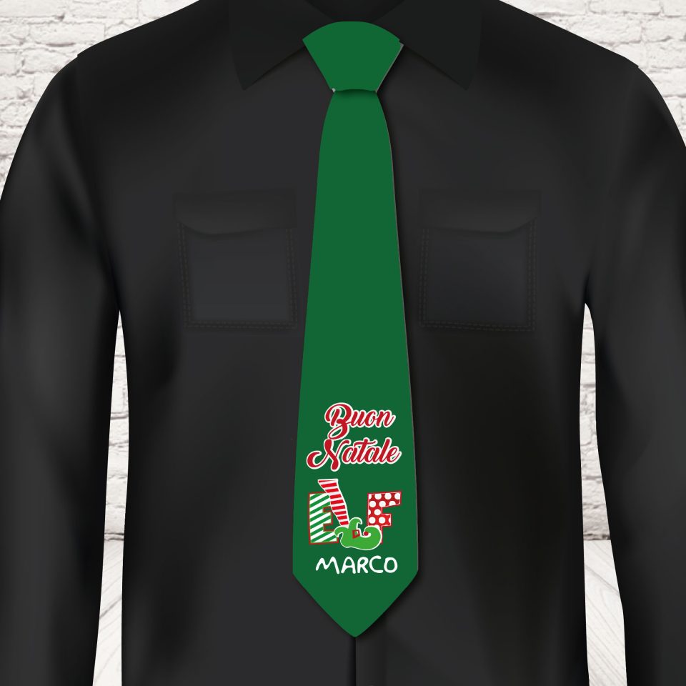 CRAVATTA NATALE ''ELF PIEDI FAMILY''