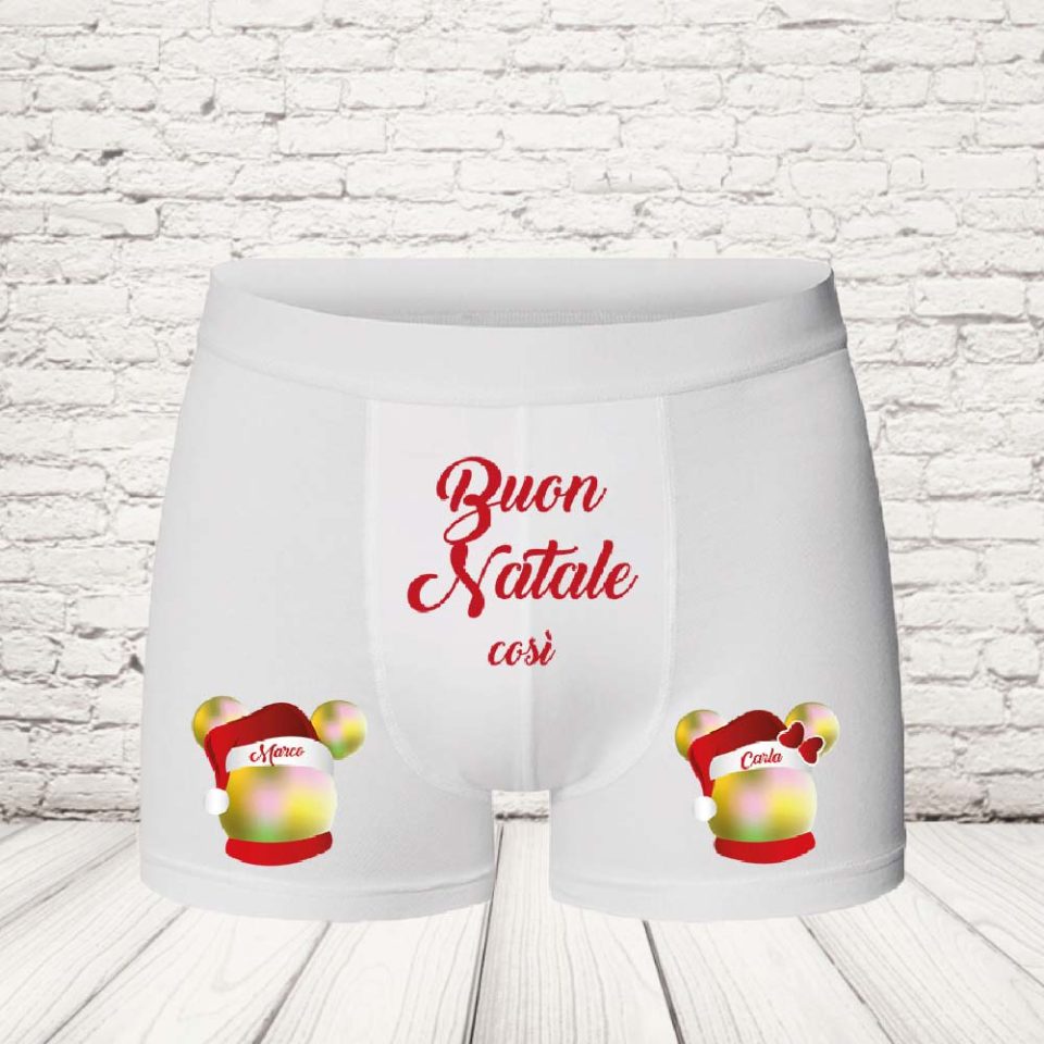 BOXER '' christmas TOPOLINO'' BIANCO