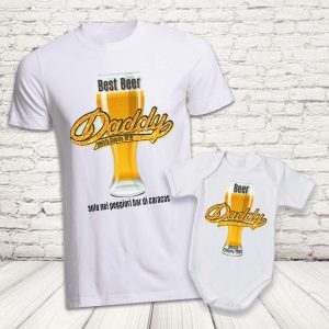 COPPIA T-SHIRT ''BEER DADDY'' BIANCHE