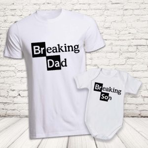 COPPIA T-SHIRT ''BREAKING DAD'' BIANCHE