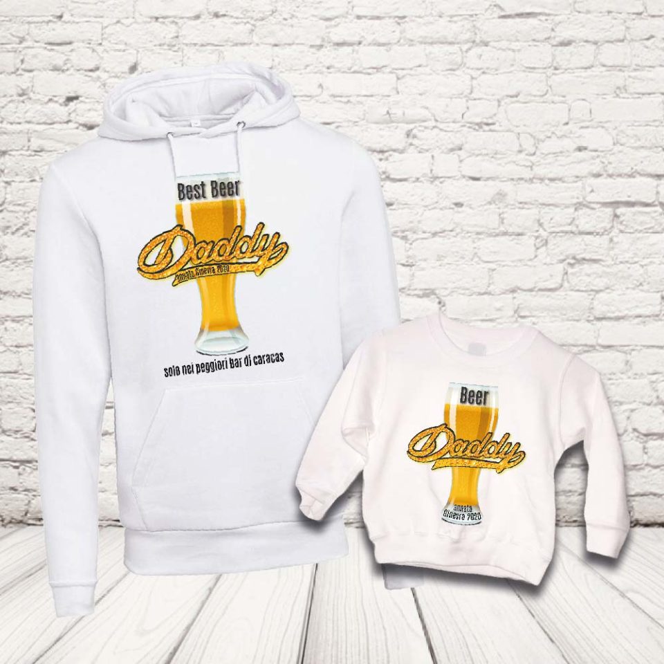 COPPIA FELPE ''BEER DADDY'' BIANCHE