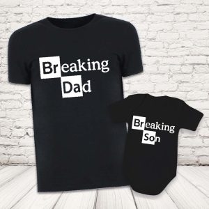COPPIA T-SHIRT ''BREAKING DAD'' NERE
