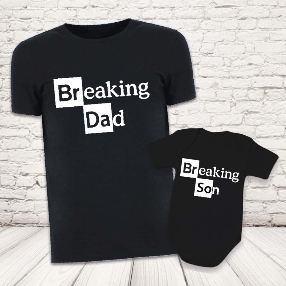 COPPIA T-SHIRT ''BREAKING DAD'' NERE