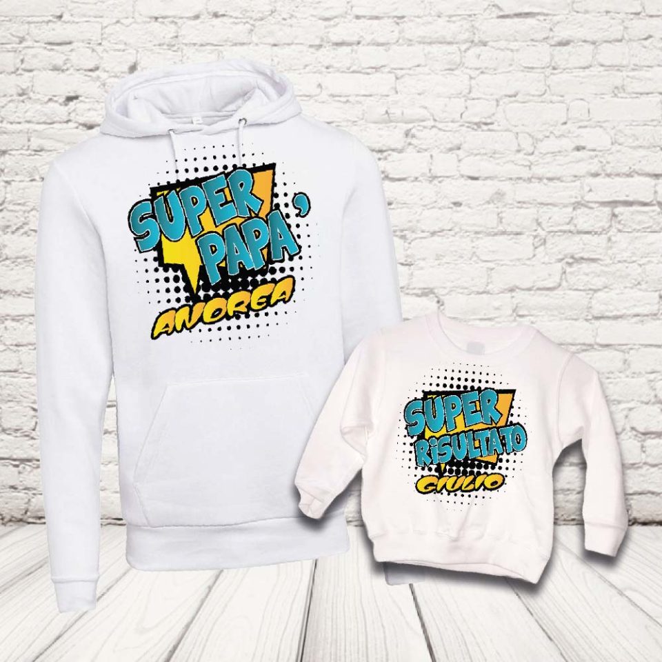 COPPIA FELPE ''COMICS DAD'' BIANCHE