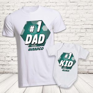 COPPIA T-SHIRT ''1# DAD'' BIANCHE
