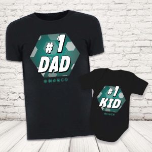 COPPIA T-SHIRT ''1# DAD'' NERE