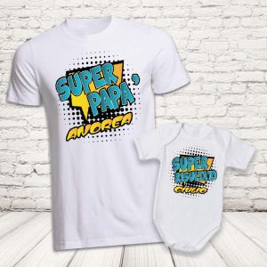 COPPIA T-SHIRT ''COMICS DAD'' BIANCHE