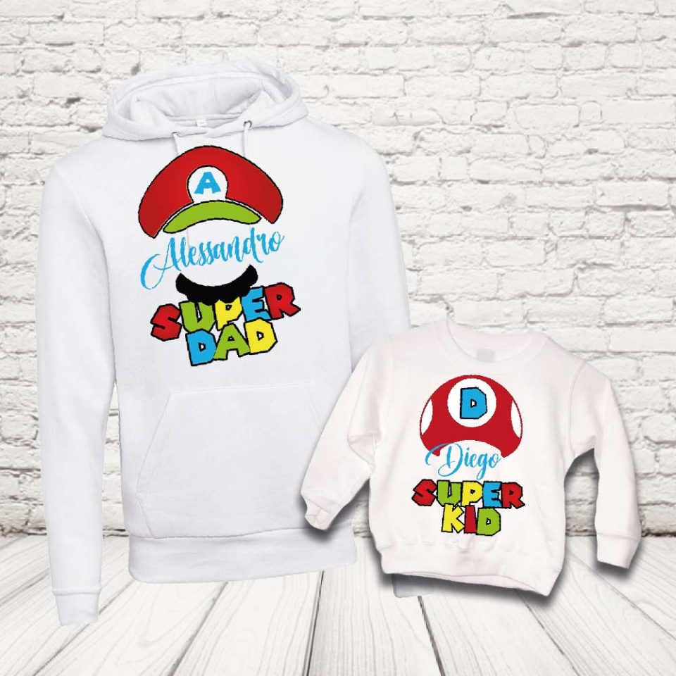 COPPIA FELPE ''SUPER DAD BROS'' BIANCO