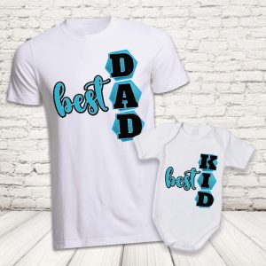 COPPIA T-SHIRT ''BEST DAD'' BIANCHE