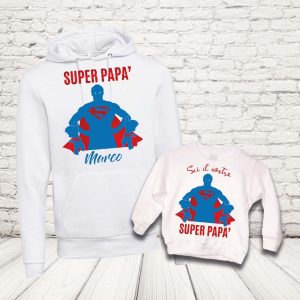 COPPIA FELPE ''SUPEREROE DAD'' BIANCO
