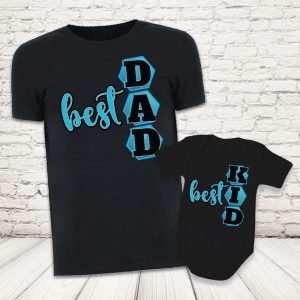 COPPIA T-SHIRT ''BEST DAD'' NERE