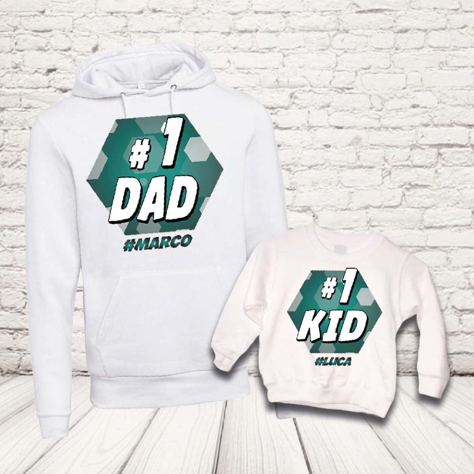 COPPIA FELPE ''1# DAD'' BIANCO