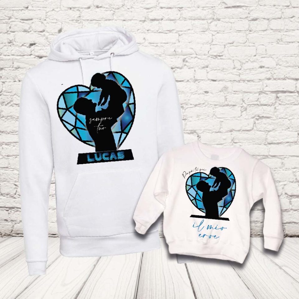COPPIA FELPE ''DAD CRISTALLO AZZURRO'' BIANCO