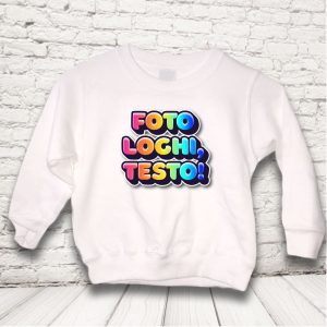 Felpa girocollo bimbo bianca