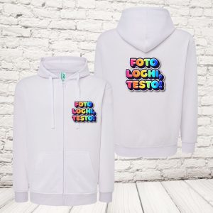 felpa zip adulto bianca