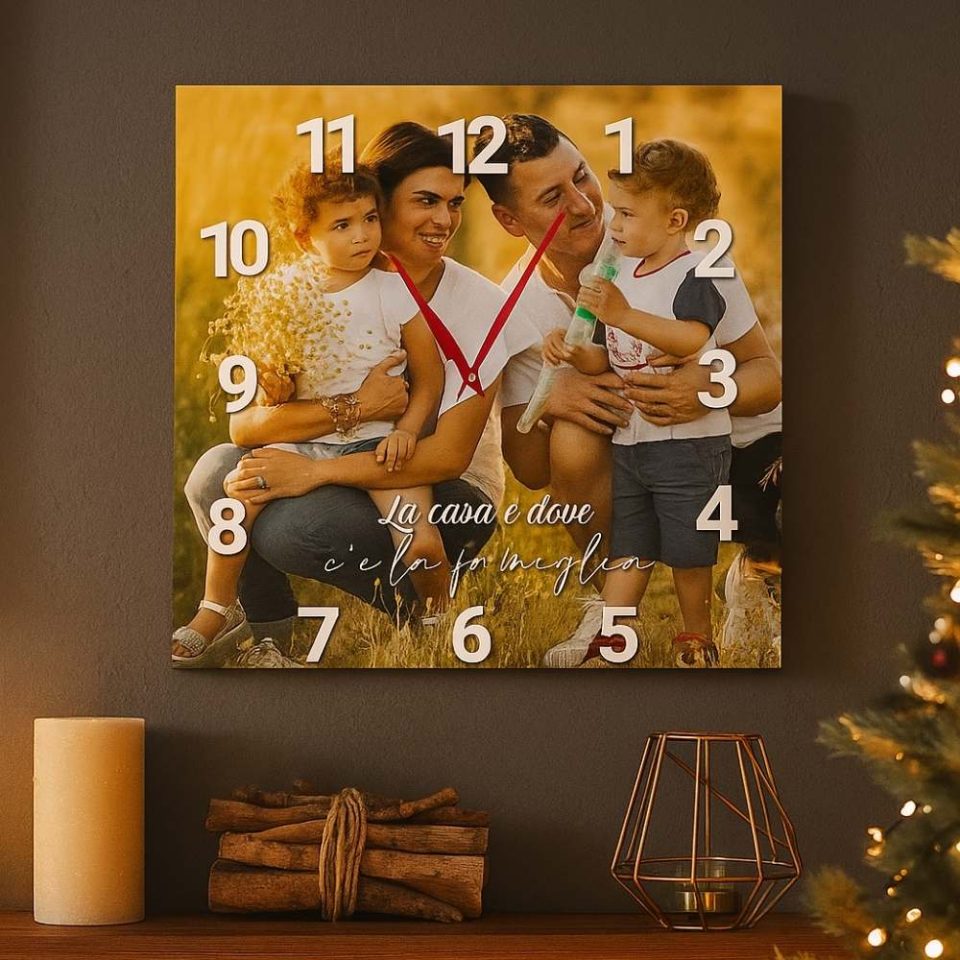 orologio in legno quadrato personalizzabile