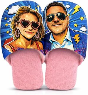 PANTOFOLE DONNA POP ART BLU