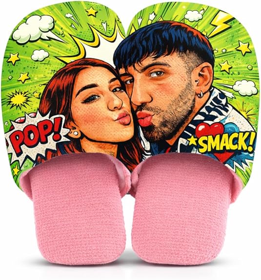Ciabatte Calde Pantofole in Spugna Cotone da Donna 36-45 Personalizzate con Foto Idea Regalo Anniversario per Lei e Lui San Valentino Coppia di Fidanzati Amore