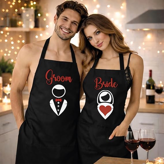 COPPIA GREMBIULI SPOSI SIMBOLI