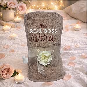 Telo Doccia Grande Ricamato con Iniziali, Asciugamano Bagno 150x100 cm, 100% Spugna di Cotone 420 gr/mq Morbido, Assorbente, Resistente, Idea Regalo per lui o lei Donna Uomo Iniziale REAL BOSS