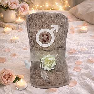 Telo Doccia Grande Ricamato con Iniziali, Asciugamano Bagno 150x100 cm, 100% Spugna di Cotone 420 gr/mq Morbido, Assorbente, Resistente, Idea Regalo per lui o lei Donna Uomo Iniziale SIMBOLO GENERE