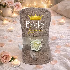 Telo Doccia Grande Ricamato con Nome, Asciugamano Bagno 150x100 cm, 100% Spugna di Cotone 420 gr/mq Morbido, Assorbente, Resistente, Idea Regalo per lui o lei Donna Uomo Iniziale SPOSI CORONA