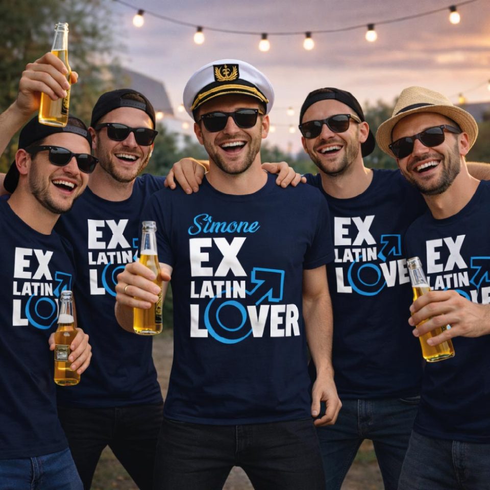 T-SHIRT CELIBATO ''EX LATIN LOVER'' BLU