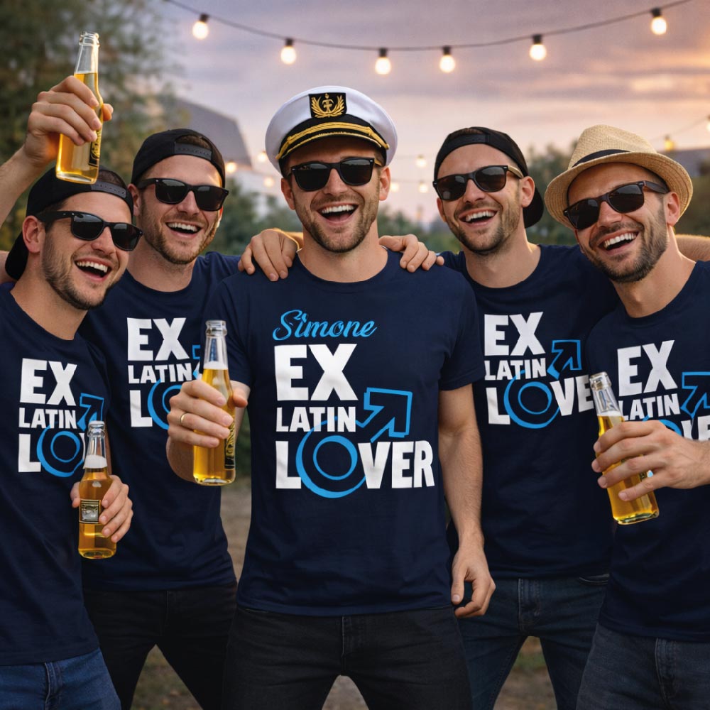 T-SHIRT CELIBATO ''EX LATIN LOVER'' BLU