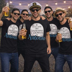 T-SHIRT CELIBATO ''QUI GIACERANNO'' NERE