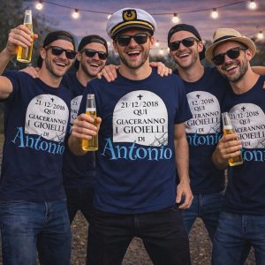 T-SHIRT CELIBATO ''QUI GIACERANNO'' BLU