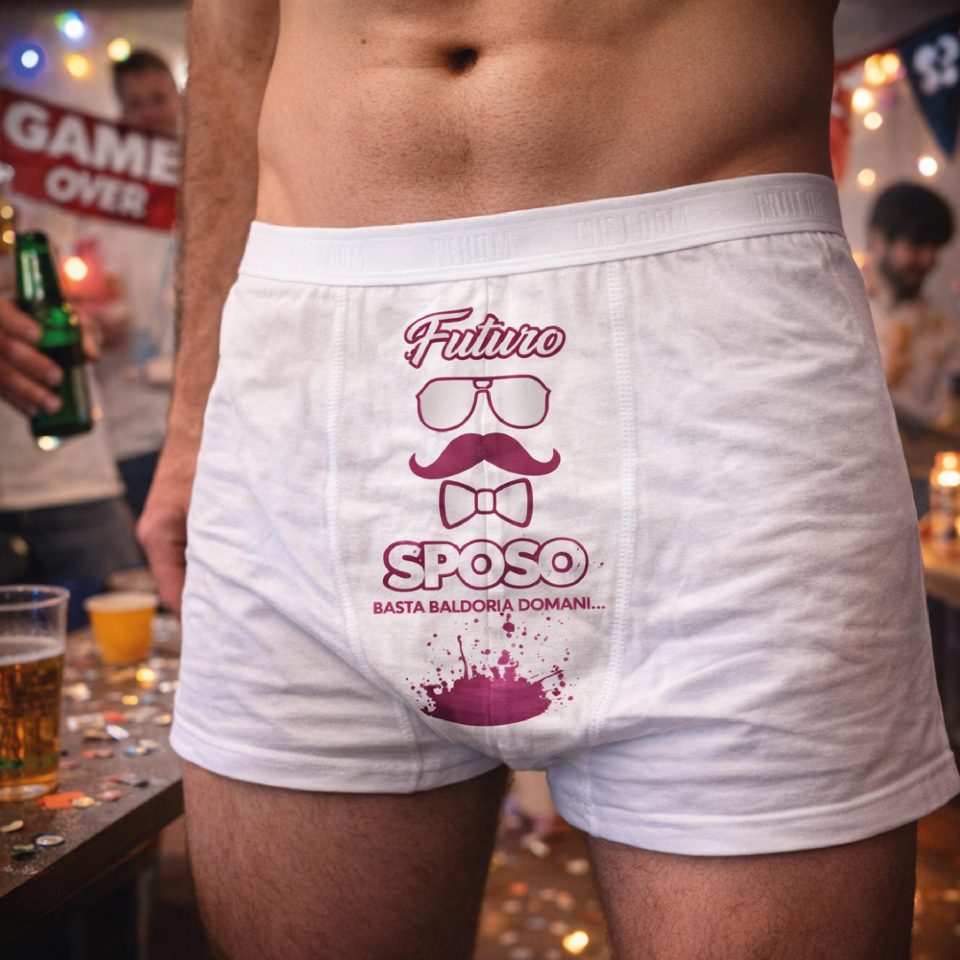 Boxer Uomo per Addio al Celibato Matrimonio Mutanda in Cotone Divertente con Stampa Personalizzata per Sposo ed Amici ''FUTURO SPOSO OCCHIALI''