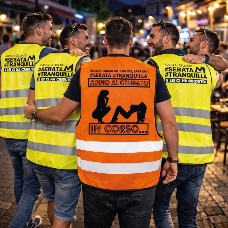 Kit Pacchetto Gilet per Addio al Celibato Gadget Divertente Personalizzabile per Amici e Sposo Costume Scherzi Festa Matrimonio ''SERATA TRANQUILLA''