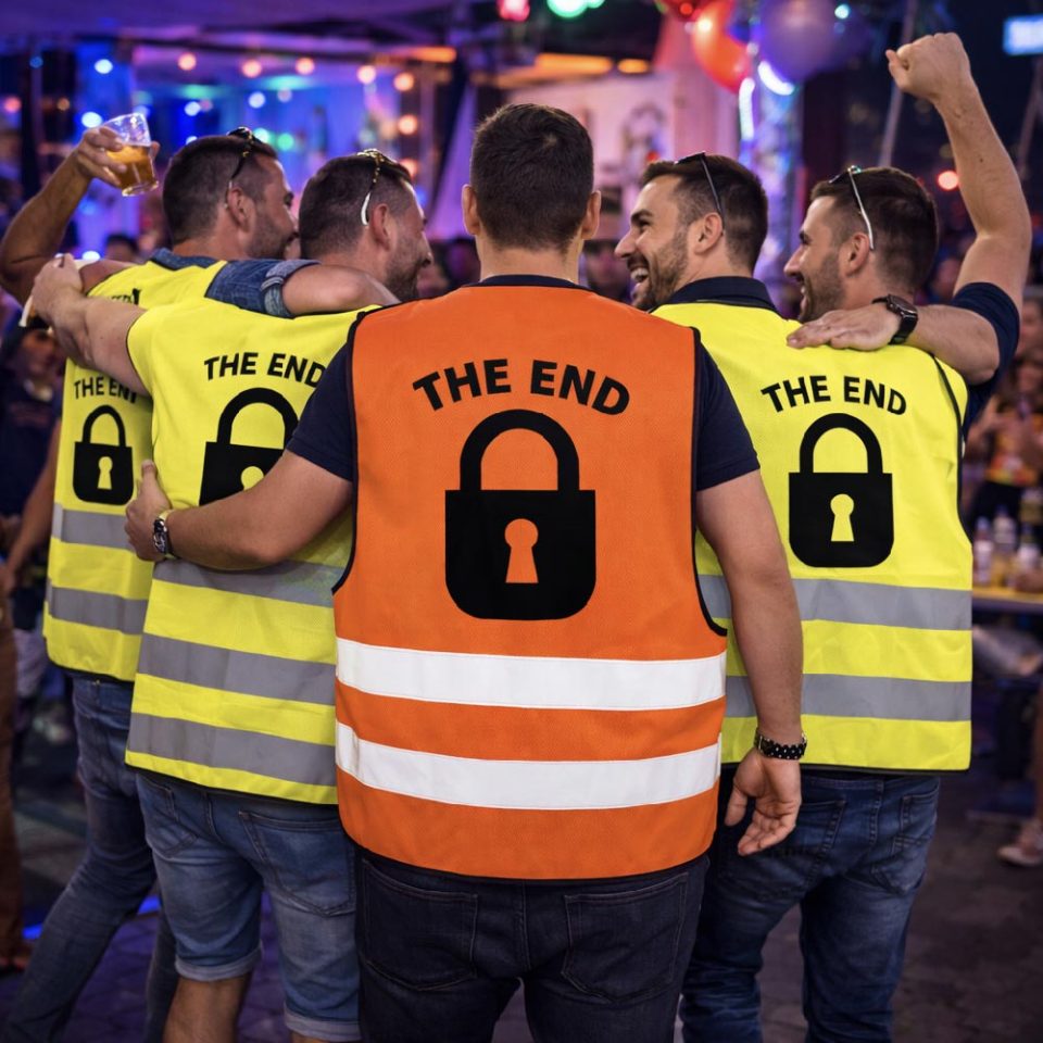 Kit Pacchetto Gilet per Addio al Celibato Gadget Divertente Personalizzabile per Amici e Sposo Costume Scherzi Festa Matrimonio ''THE END''