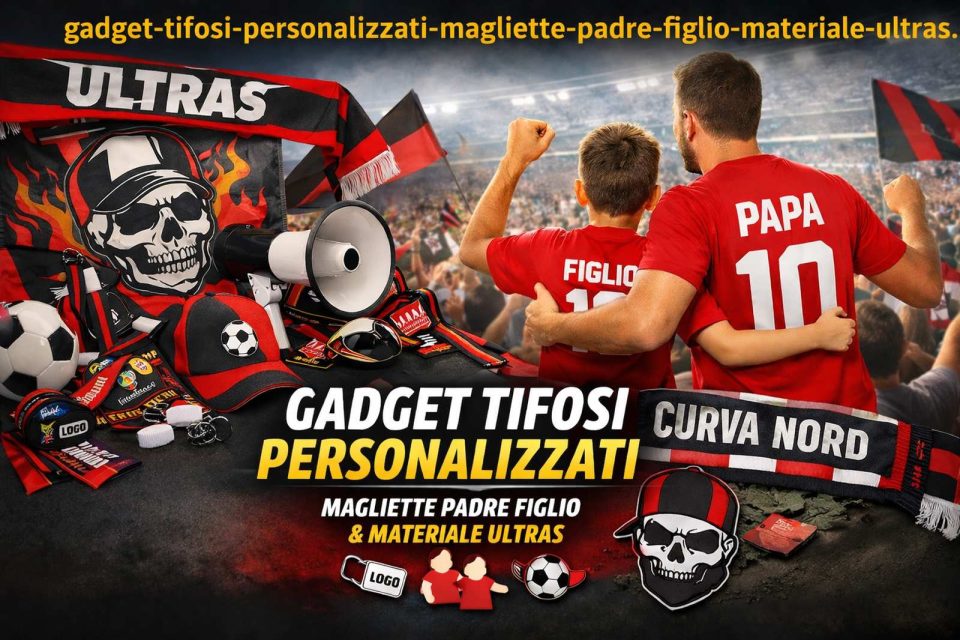Gadget tifosi personalizzati con magliette padre figlio e materiale ultras per tifoserie ed eventi sportivi