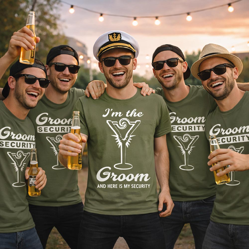 T-SHIRT CELIBATO ''GROOM SECURITY'' VERDI