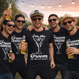 T-SHIRT CELIBATO ''GROOM SECURITY'' NERE