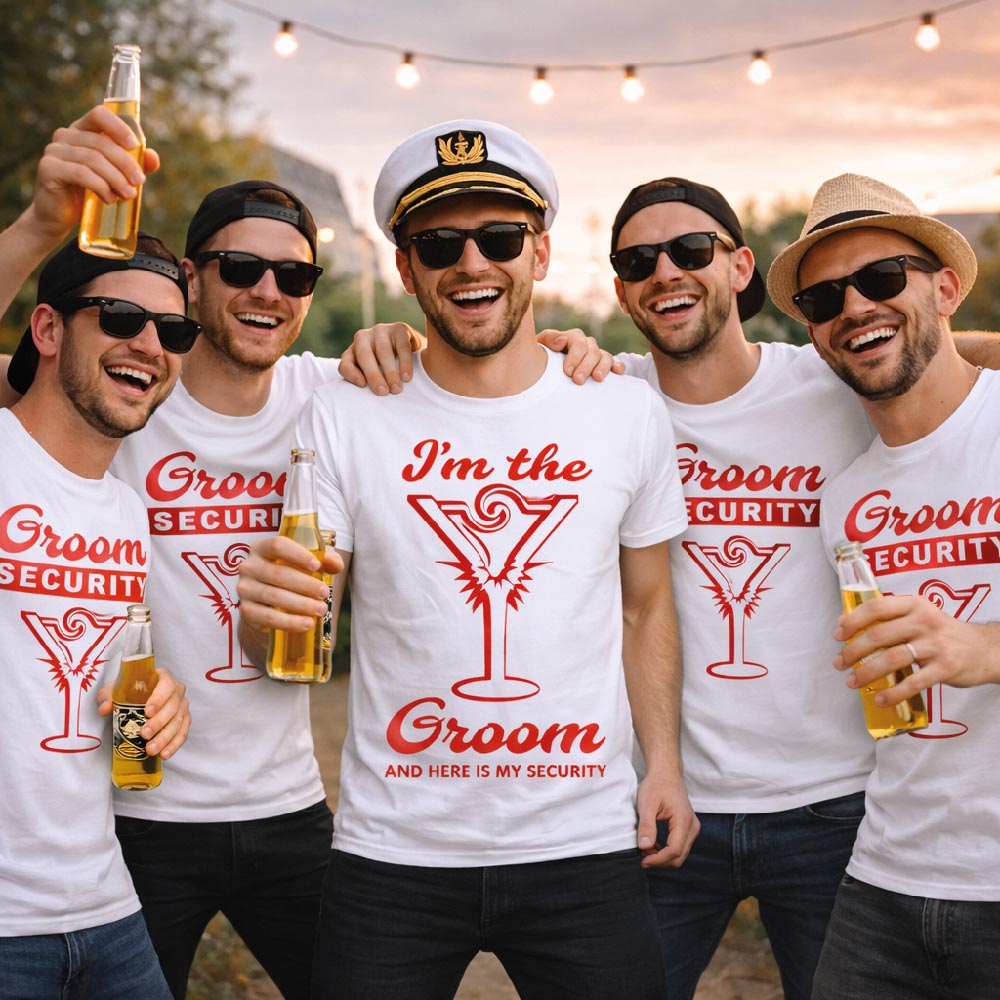 T-SHIRT CELIBATO ''GROOM SECURITY'' BIANCHE