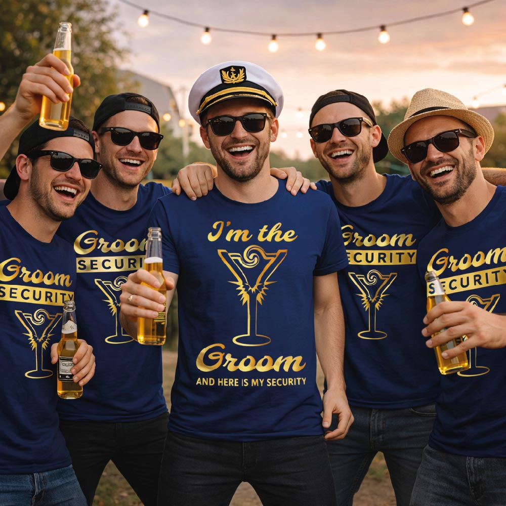 T-SHIRT CELIBATO ''GROOM SECURITY'' BLU