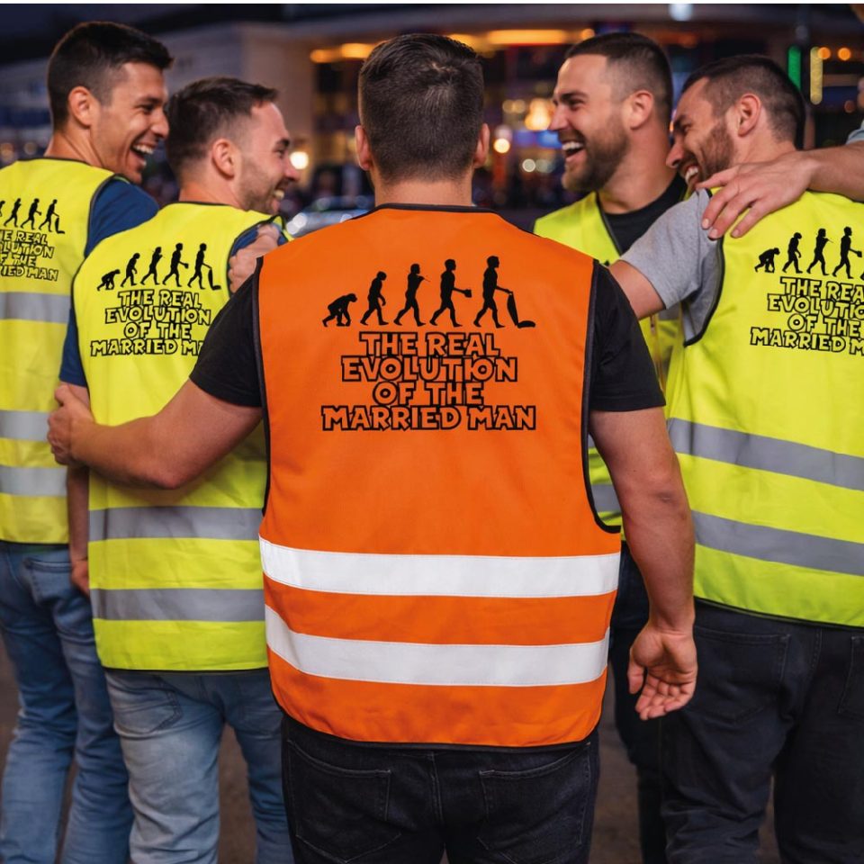 Kit Pacchetto Gilet per Addio al Celibato Gadget Divertente Personalizzabile per Amici e Sposo Costume Scherzi Festa Matrimonio ''REAL EVOLUTION''