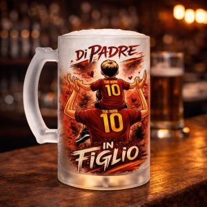 BOCCALE BIRRA '' DI PADRE IN FIGLIO romanisti''
