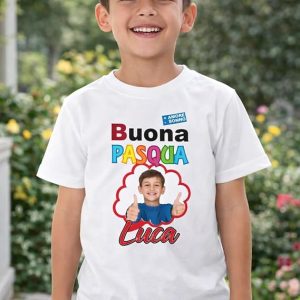 t-shirt BIANCA NERO''BIMBO PASQUA''