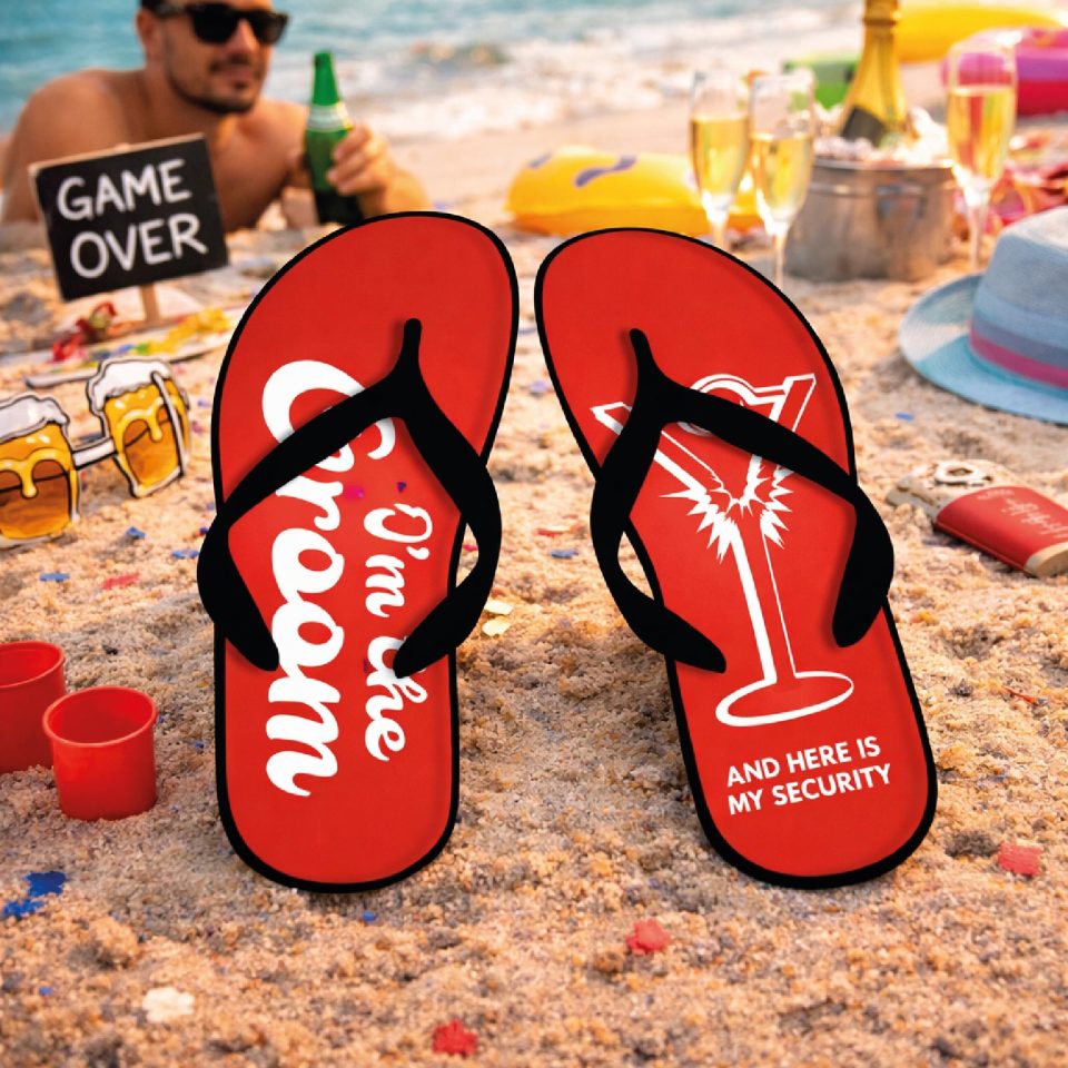 Infradito Uomo per Addio al Celibato Uomo Matrimonio Sposi Eventi Spa Spiaggia Mare Ciabatte ''GROOM SECURITY'' 36 37 38 39 40 41 42 43 44 45