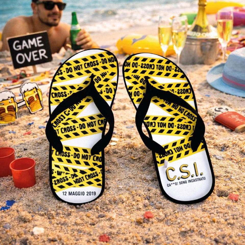 Infradito Uomo per Addio al Celibato Uomo Matrimonio Sposi Eventi Spa Spiaggia Mare Ciabatte ''C.S.I INCASTRATO'' 36 37 38 39 40 41 42 43 44 45