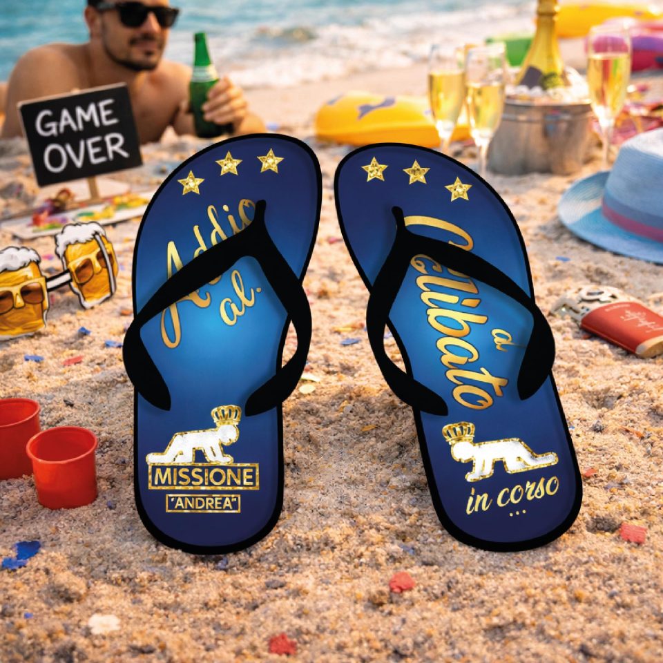 Infradito Uomo per Addio al Celibato Uomo Matrimonio Sposi Eventi Spa Spiaggia Mare Ciabatte ''MISSIONE SPOSO'' 36 37 38 39 40 41 42 43 44 45