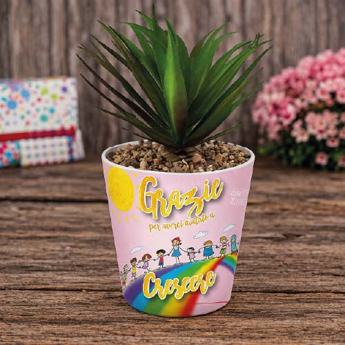 Vaso Vasetto ''AULA COLORATA'' in ceramica per pianta Personalizzato, idea regalo di classe fine anno scolastico Maestra asilo nido, scuola materna, elementare infanzia e primaria