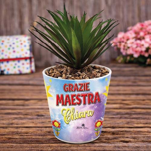 Vaso Vasetto ''LAVAGNA DELLA VITA'' in ceramica per pianta Personalizzato, idea regalo di classe fine anno scolastico Maestra asilo nido, scuola materna, elementare infanzia e primaria
