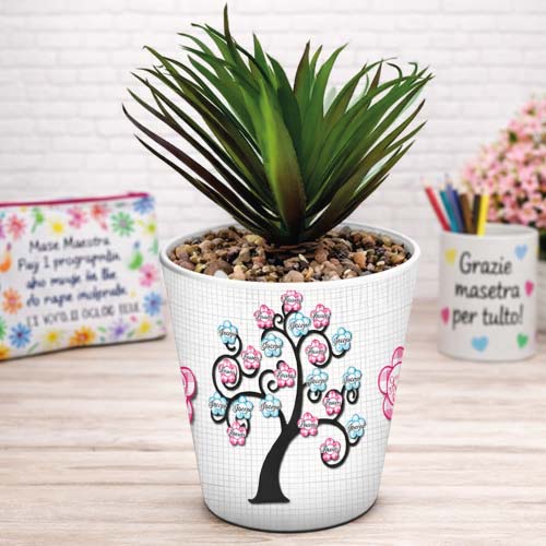 Vaso Vasetto ''ALBERO DELLA VITA'' in ceramica per pianta Personalizzato, idea regalo di classe fine anno scolastico Maestra asilo nido, scuola materna, elementare infanzia e primaria
