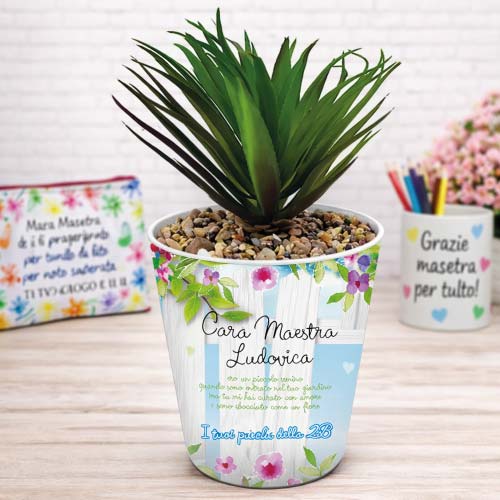Vaso Vasetto ''GIARDINO'' in ceramica per pianta Personalizzato, idea regalo di classe fine anno scolastico Maestra asilo nido, scuola materna, elementare infanzia e primaria