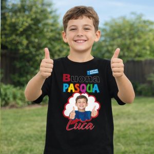 t-shirt nera NERO''BIMBO PASQUA''